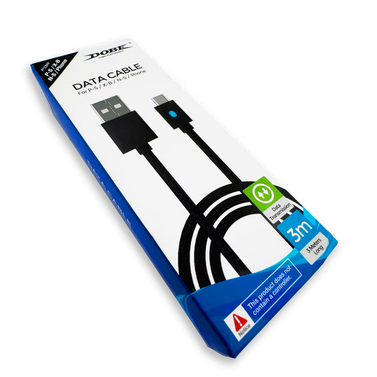CABLE DE CARGA RÁPIDA Y TRANSMISIÓN DE 3 METROS (MULTI-COMPATIBLE) DOBE | PLAY 5 -XBOX SERIES - NINTENDO SWITCH - CELULAR