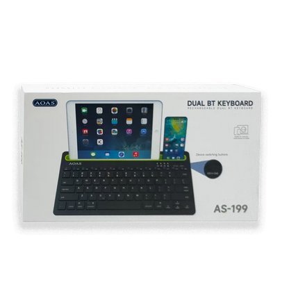 Teclado Inalámbrico Bluetooth Tipo C AOAS AS-199 | Dual Mode, Recargable y Multidispositivo para Tablet/Laptop | NEGRO