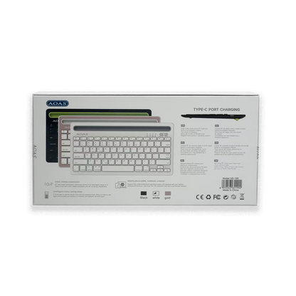 Teclado Inalámbrico Bluetooth Tipo C AOAS AS-199 | Dual Mode, Recargable y Multidispositivo para Tablet/Laptop | NEGRO