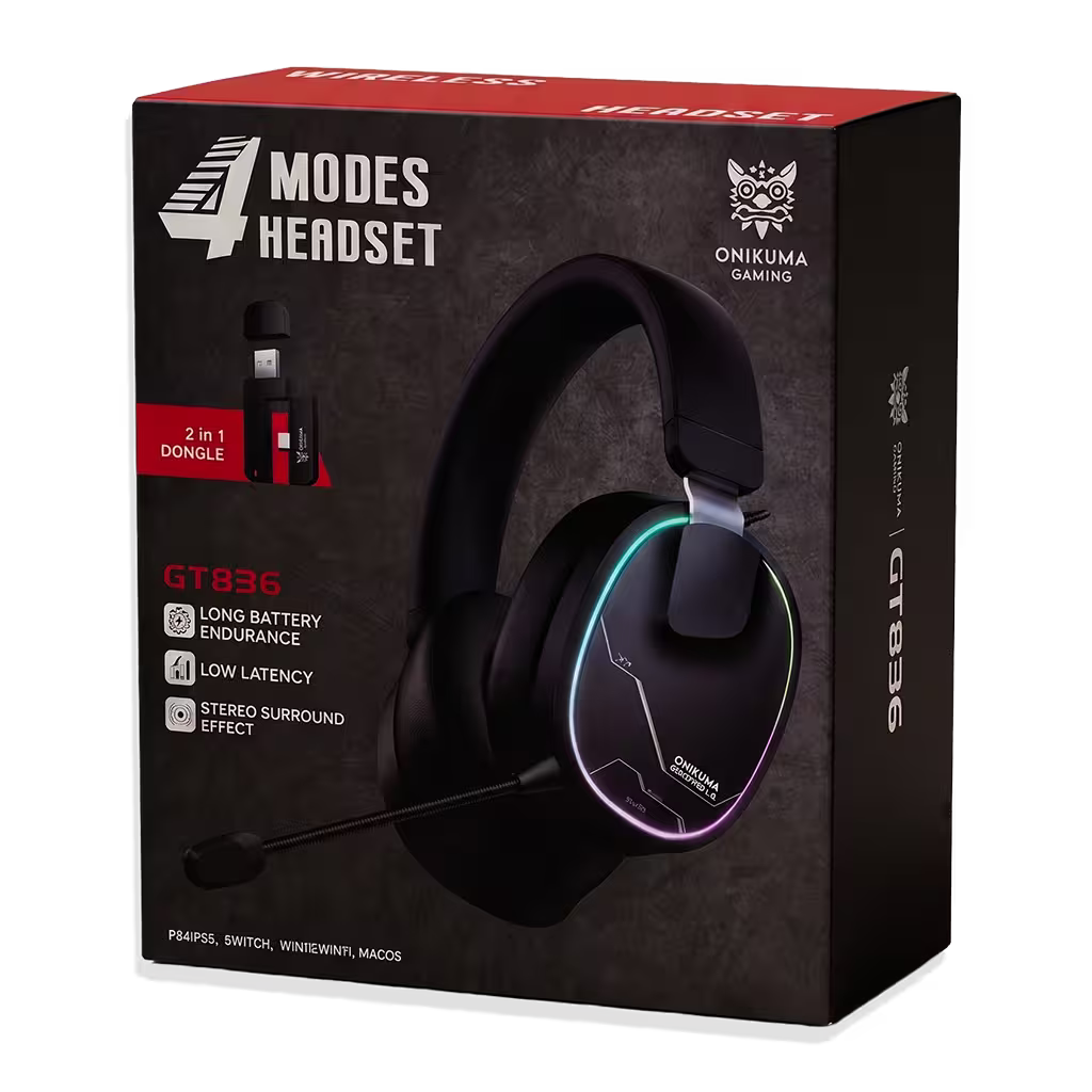 Audífonos Gamer Inalámbricos Onikuma GT836 - Negra - vista 11 diadema gamer audífonos