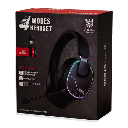 Audífonos Gamer Inalámbricos Onikuma GT836 - Negra - vista 11 diadema gamer audífonos
