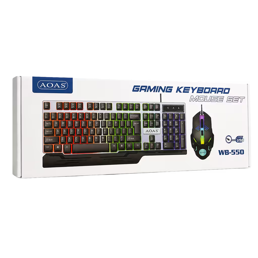 Combo Teclado y Mouse Gamer WB-550 RGB - Membrana 104 Teclas Anti-Ghost USB
