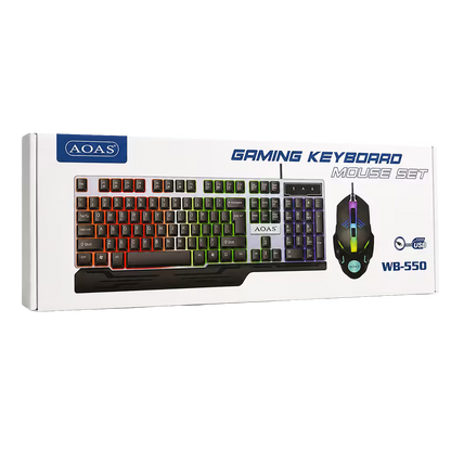 Combo Teclado y Mouse Gamer WB-550 RGB - Membrana 104 Teclas Anti-Ghost USB
