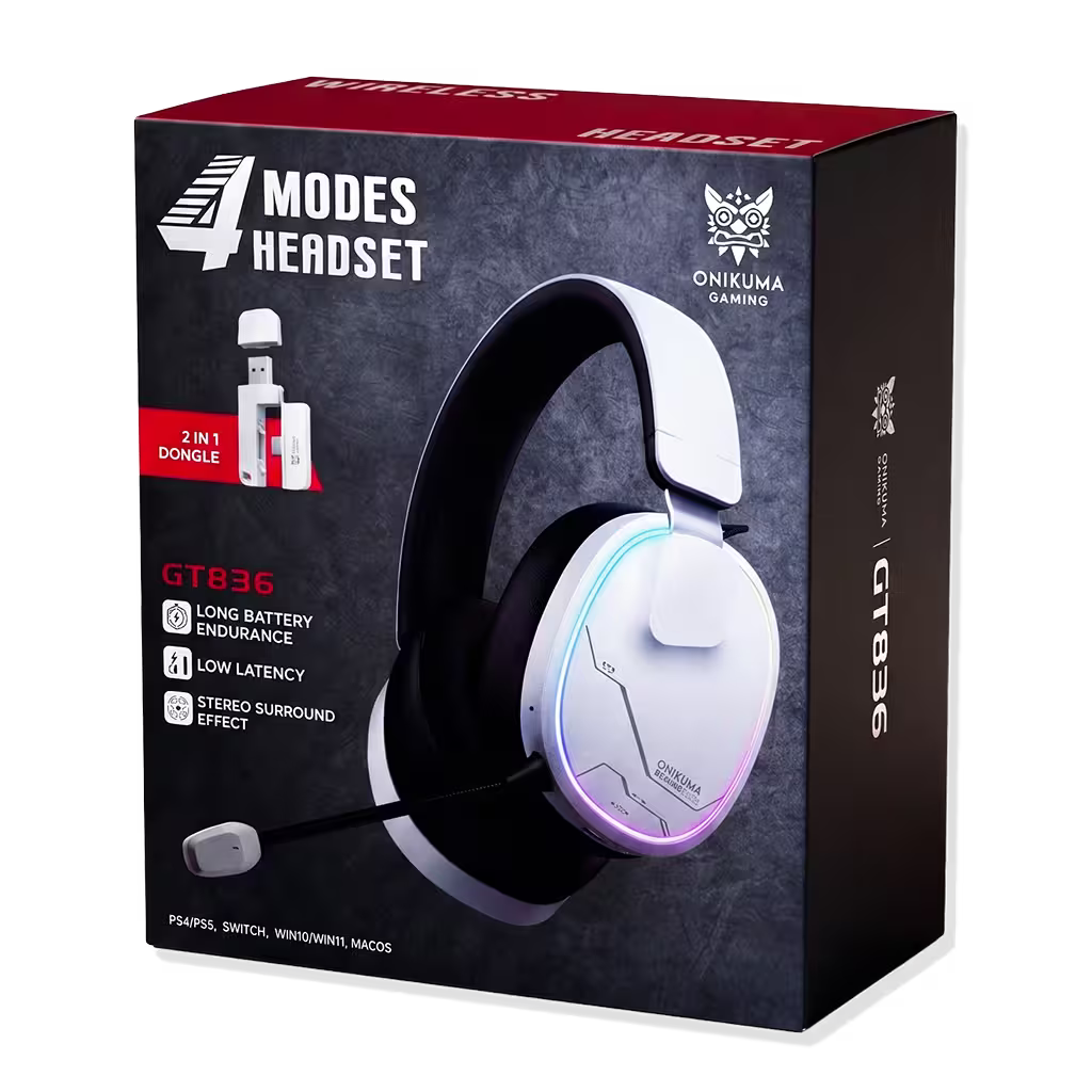 Audífonos Gamer Inalámbricos Onikuma GT836 Blanca | 4 en 1 | 60H Batería | PS5, PC, Switch, Móvil