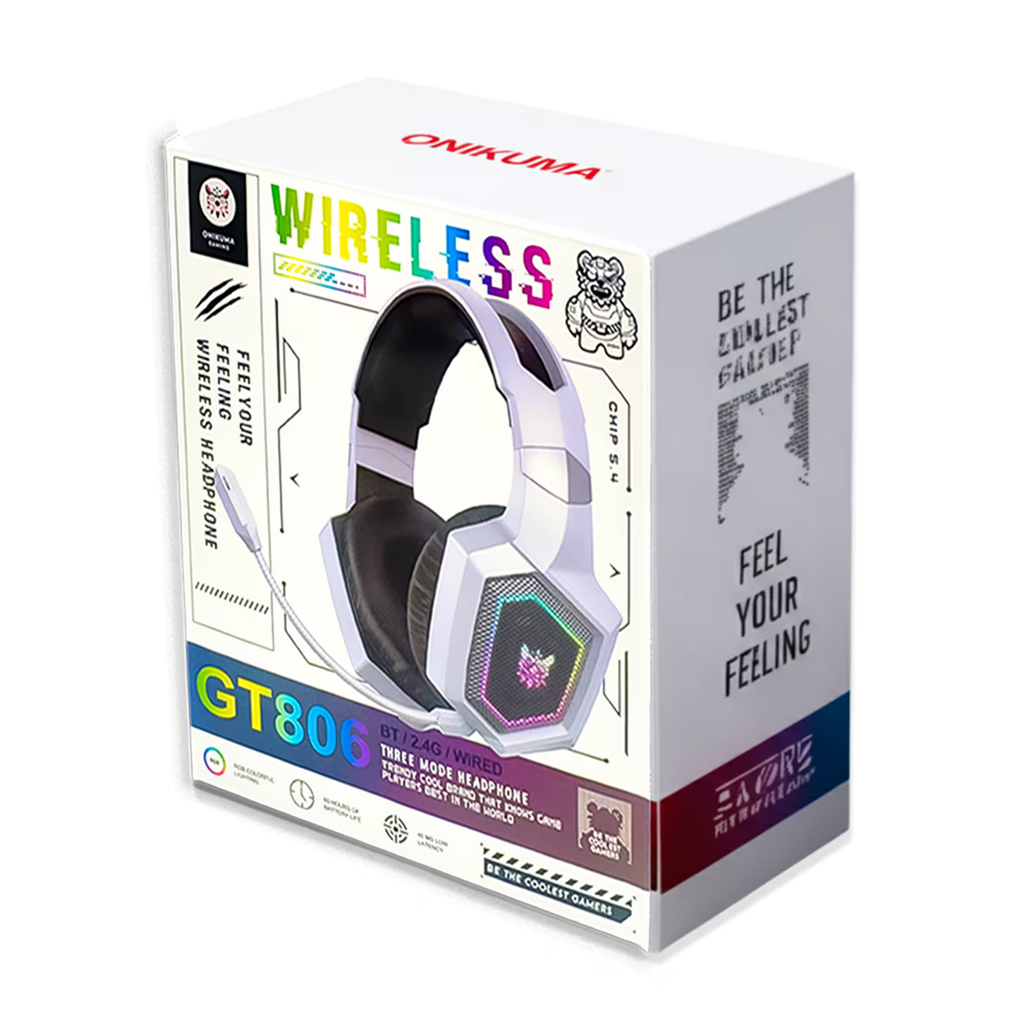 Diadema Gamer Inalámbrica ONIKUMA GT806 RGB Blanca - 3 Modos 60H Batería Latencia 40ms