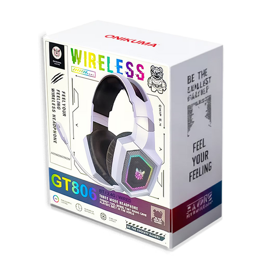 Diadema Gamer Inalámbrica ONIKUMA GT806 RGB Blanca - 3 Modos 60H Batería Latencia 40ms