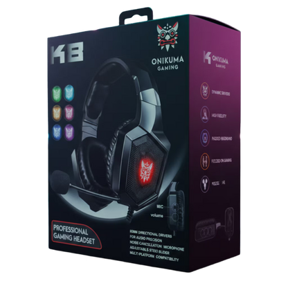 Diadema Gamer ONIKUMA K8 LED RGB Negra - Micrófono 360°