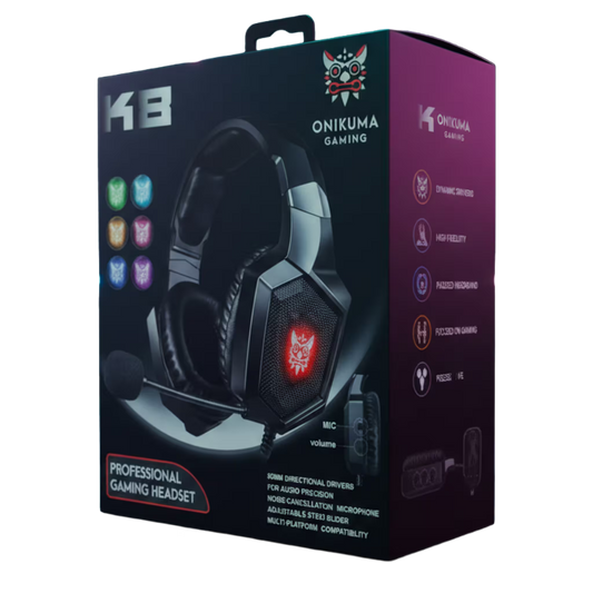Diadema Gamer ONIKUMA K8 LED RGB Negra - Micrófono 360°