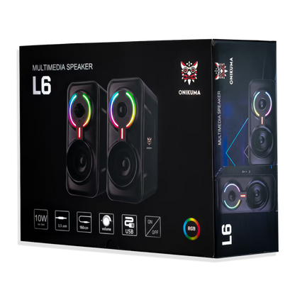 Parlantes Gamer ONIKUMA L6 RGB Bluetooth 10W – 6 Modos RGB | AUX 3.5mm | Control Volumen | Alimentación USB