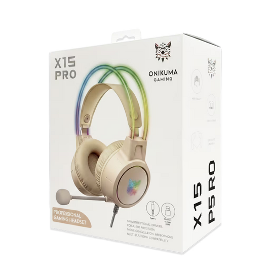 Diadema Gamer ONIKUMA X15 PRO RGB Habana - Sonido Envolvente 7.1 USB-C