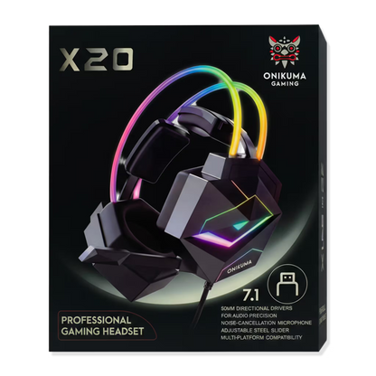 Diadema Gamer ONIKUMA X20 RGB USB - Sonido Envolvente 7.1 Drivers 50mm