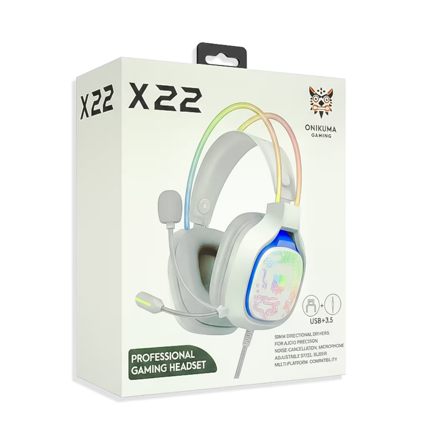 Diadema Gamer ONIKUMA X22 RGB Blanca - Audio Estéreo 50mm