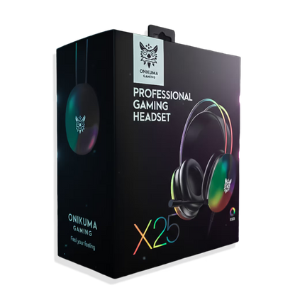 Diadema Gamer ONIKUMA X25 RGB Negra – Drivers 50mm | Audio Estéreo 3D | Mic Omnidireccional
