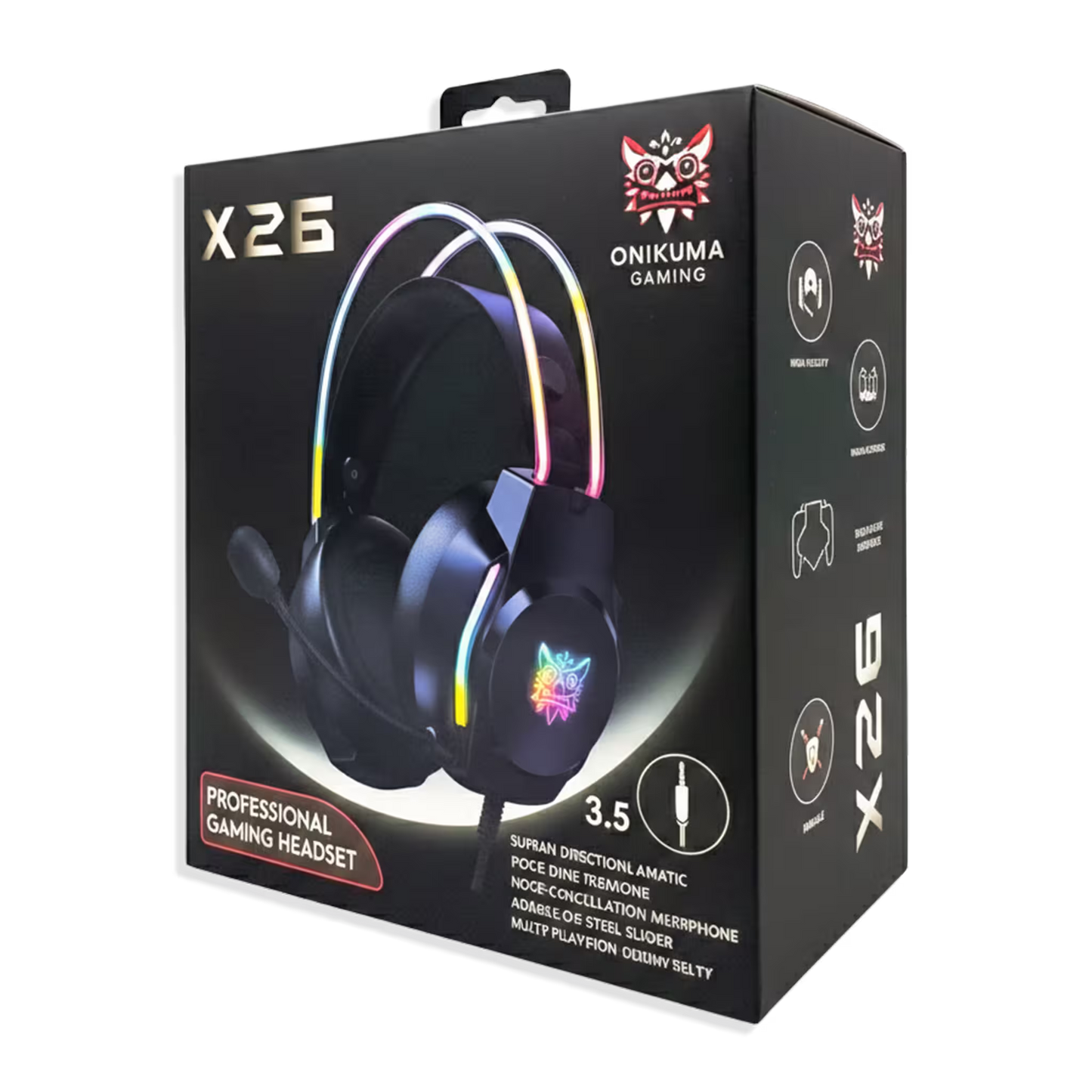 Diadema Gamer ONIKUMA X26 LED Negra - Audio 50mm Controles Multifuncionales