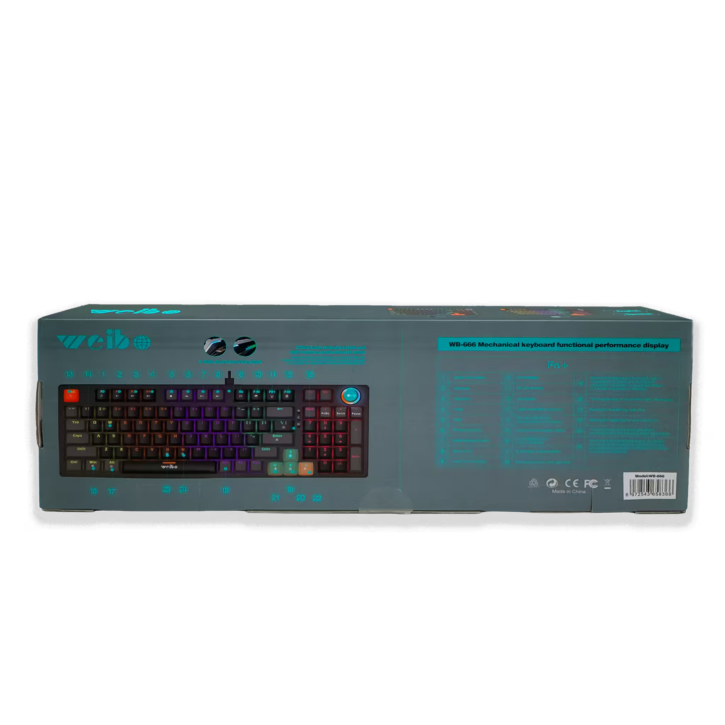 Teclado Mecánico Weibo WB-666 Negro – Switches Red | 97 Teclas | Iluminación Dinámica | Cable