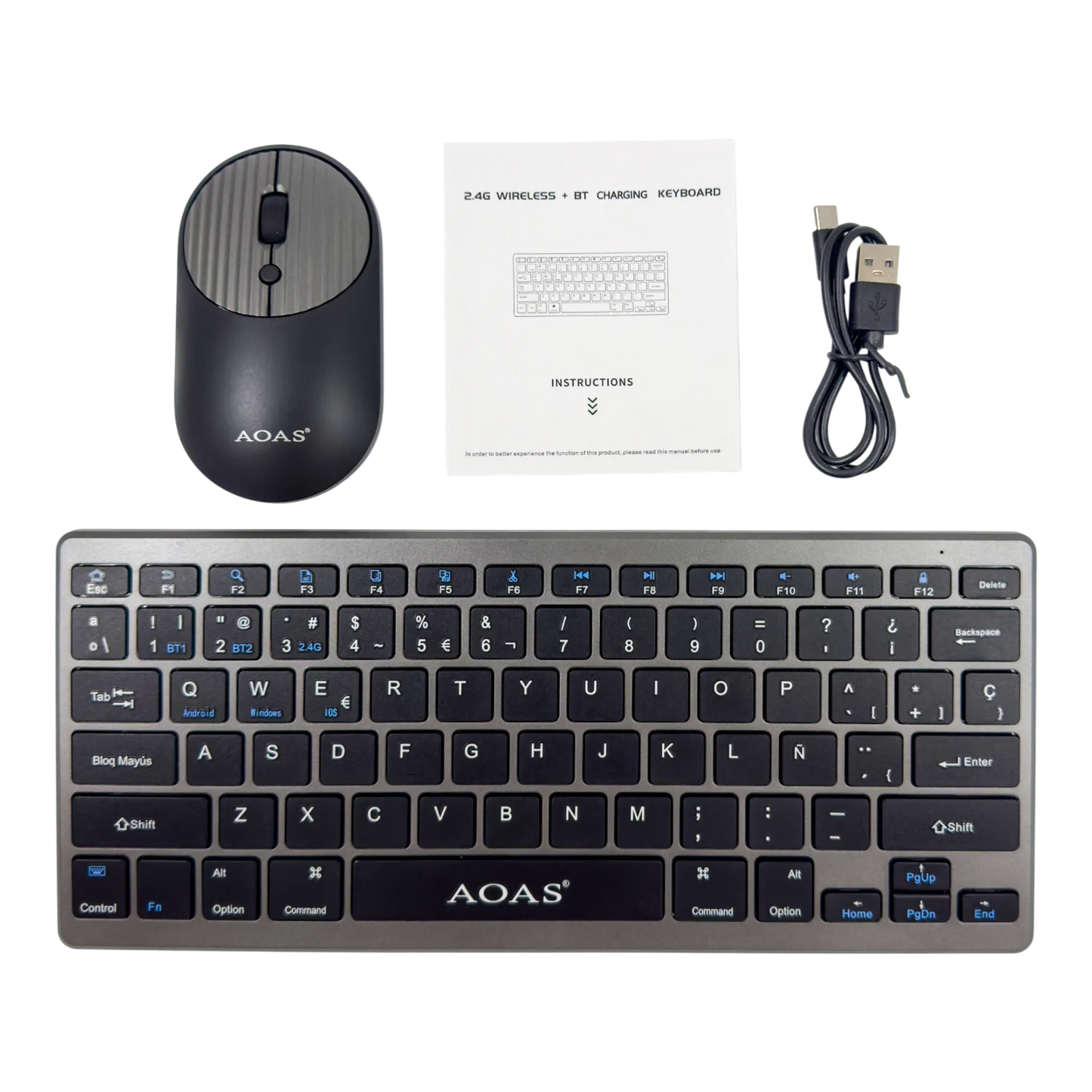 COMBO TECLADO- MOUSE RECARGABLE | AOAS A-1011 B