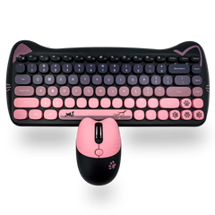 Combo Teclado Mouse Inalámbrico GEEZER Cat Series - 84 Teclas 2.4G USB Diseño Gatito