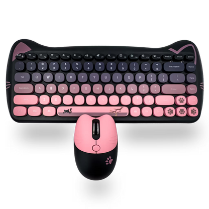 Combo Teclado Mouse Inalámbrico GEEZER Cat Series - 84 Teclas 2.4G USB Diseño Gatito