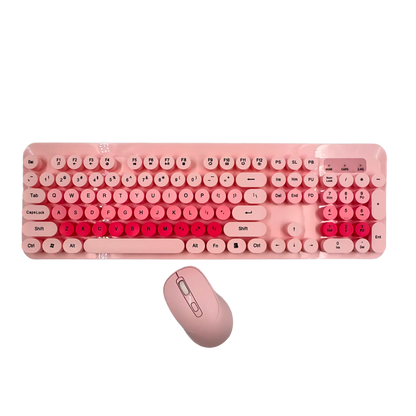 COMBO TECLADO Y MOUSE INALÁMBRICO K73 | ROSADO