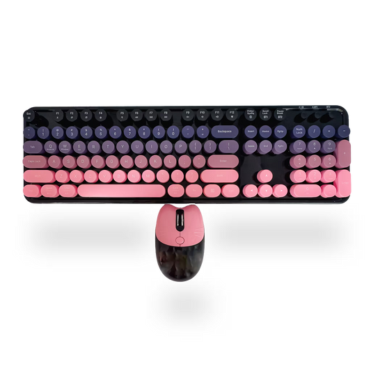 Combo Teclado Mouse MOFii SWEET Pro Recargable - Dual Bluetooth 2.4G Retro Vintage Gris