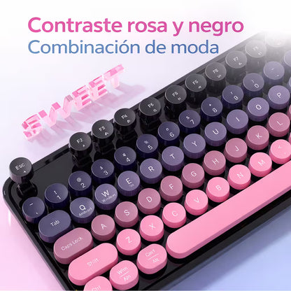 Combo Teclado Mouse MOFii SWEET Pro Recargable - Dual Bluetooth 2.4G Retro Vintage Gris