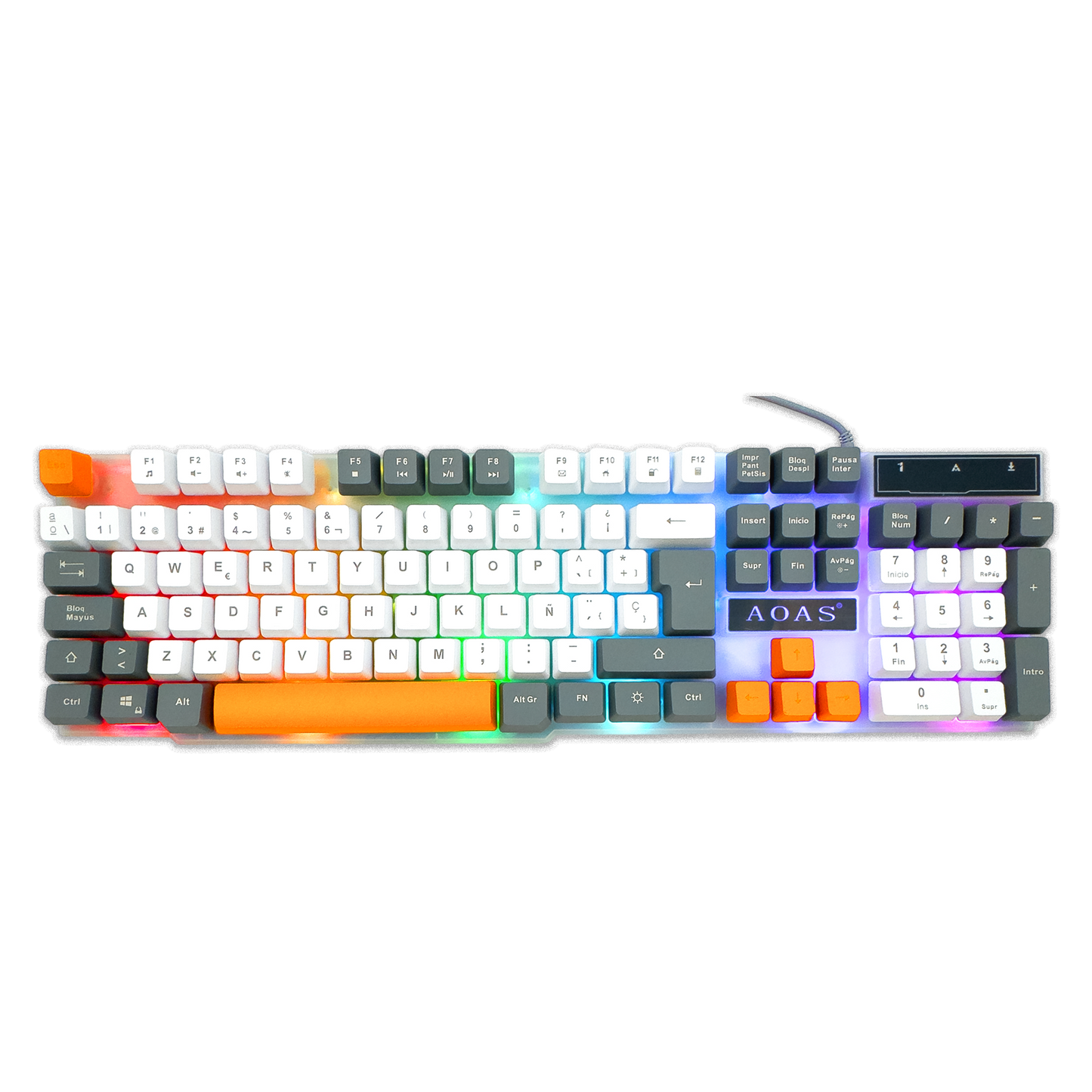 Combo Teclado Mouse Gamer RGB AOAS A-1020 Blanco - LED Multicolor DPI Ajustable USB
