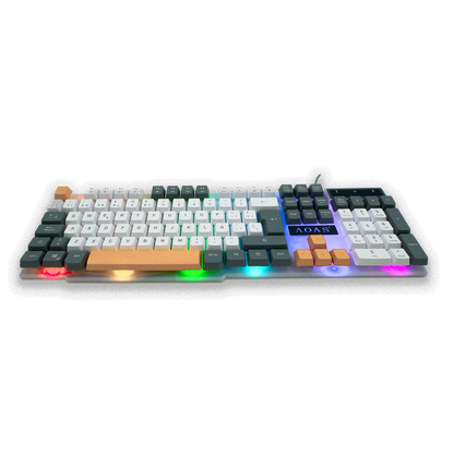Combo Teclado Mouse Gamer RGB AOAS A-1020 Blanco - LED Multicolor DPI Ajustable USB