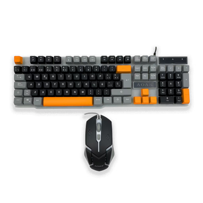 Combo Teclado Mouse Gamer RGB AOAS A-1020 Negro - LED Multicolor DPI Ajustable USB