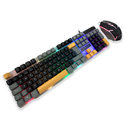 Combo Teclado Mouse Gamer RGB AOAS A-1020 Negro - LED Multicolor DPI Ajustable USB