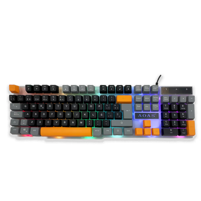 Combo Teclado Mouse Gamer RGB AOAS A-1020 Negro - LED Multicolor DPI Ajustable USB