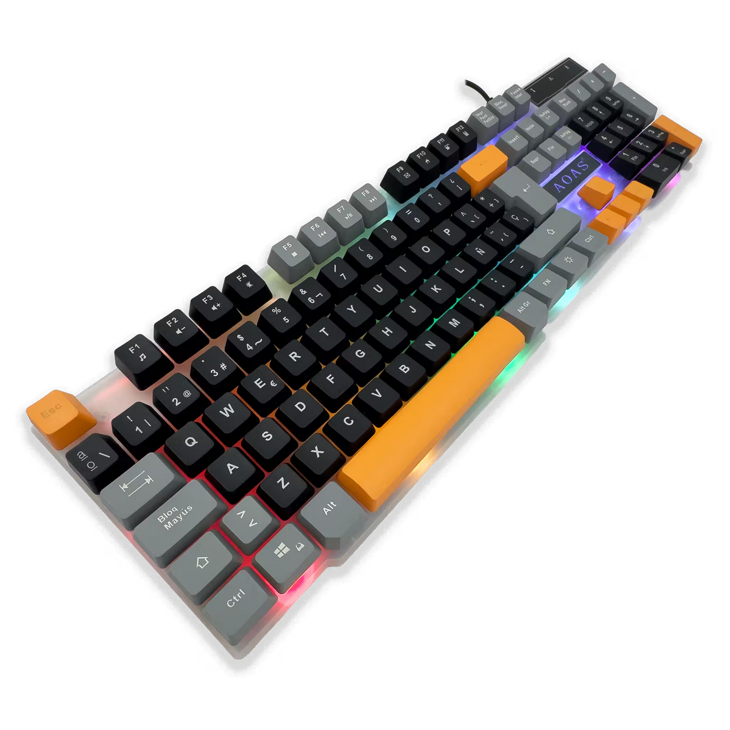Combo Teclado Mouse Gamer RGB AOAS A-1020 Negro - LED Multicolor DPI Ajustable USB
