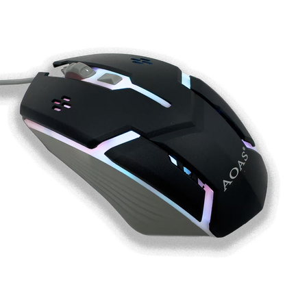 Combo Teclado Mouse Gamer RGB AOAS A-1020 Negro - LED Multicolor DPI Ajustable USB