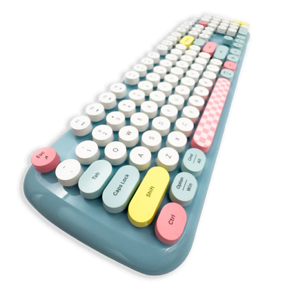 Combo Teclado y Mouse Inalámbrico Geezer Zero - Azul | 104 Teclas Redondas Full-Size | Bajo Ruido | 2.4G