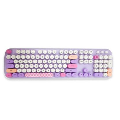 Combo Teclado y Mouse Inalámbrico Geezer Zero - Morado | 104 Teclas Redondas Full-Size | Bajo Ruido | 2.4G
