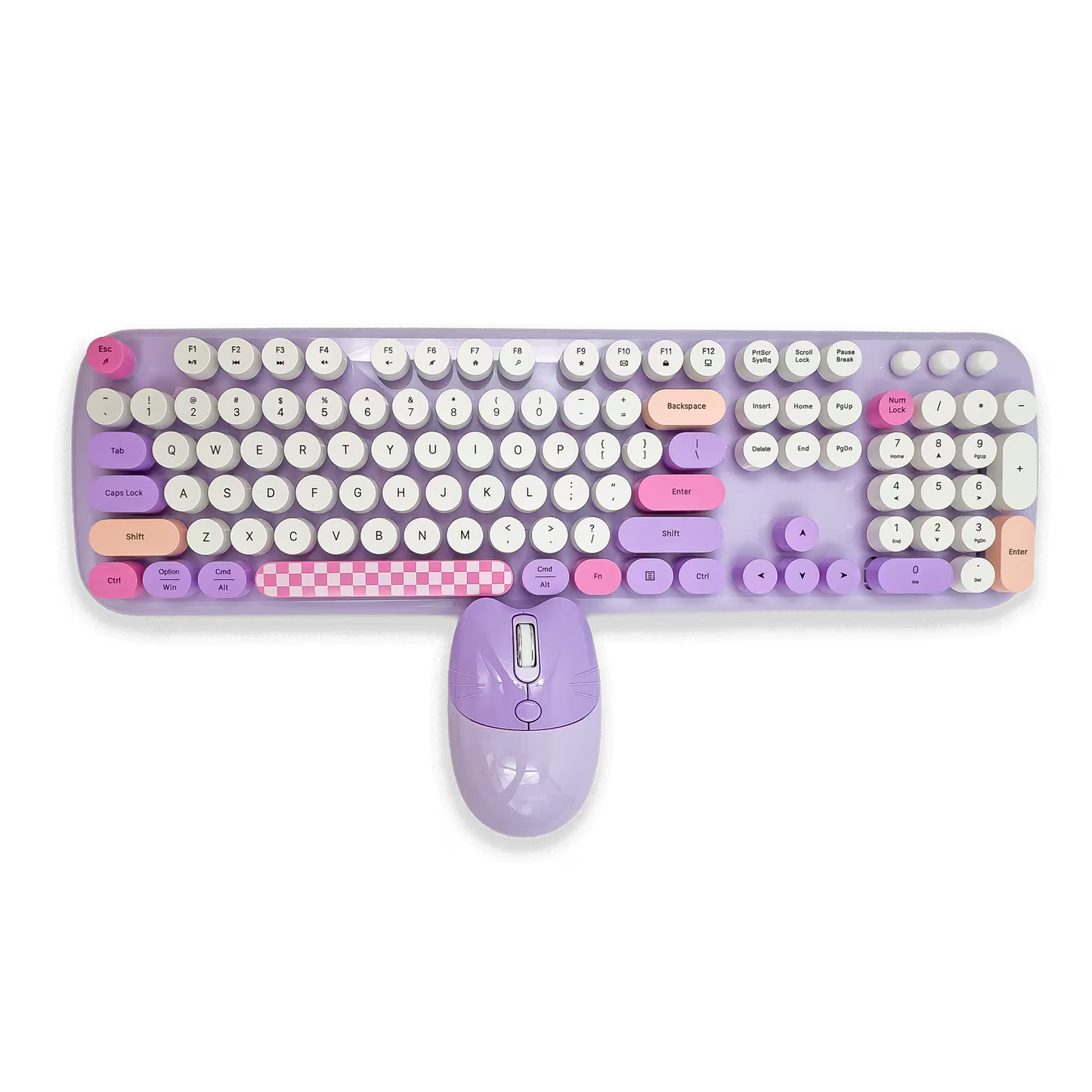 Combo Teclado y Mouse Inalámbrico Geezer Zero - Morado | 104 Teclas Redondas Full-Size | Bajo Ruido | 2.4G