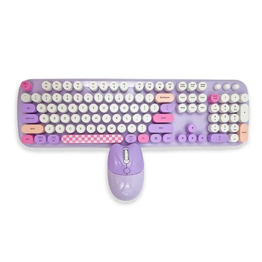 Combo Teclado y Mouse Inalámbrico Geezer Zero - Morado | 104 Teclas Redondas Full-Size | Bajo Ruido | 2.4G