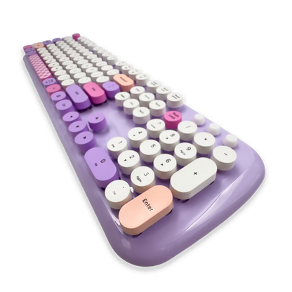 Combo Teclado y Mouse Inalámbrico Geezer Zero - Morado | 104 Teclas Redondas Full-Size | Bajo Ruido | 2.4G