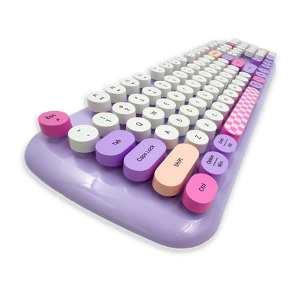 Combo Teclado y Mouse Inalámbrico Geezer Zero - Morado | 104 Teclas Redondas Full-Size | Bajo Ruido | 2.4G