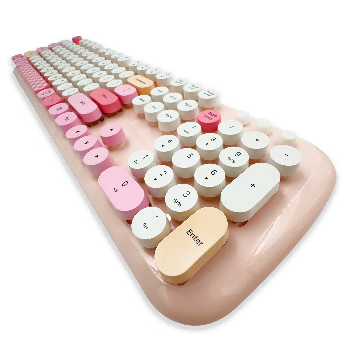 Combo Teclado y Mouse Inalámbrico Geezer Zero - Rosado | 104 Teclas Redondas Full-Size | Bajo Ruido | 2.4G