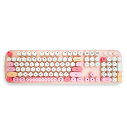 Combo Teclado y Mouse Inalámbrico Geezer Zero - Rosado | 104 Teclas Redondas Full-Size | Bajo Ruido | 2.4G