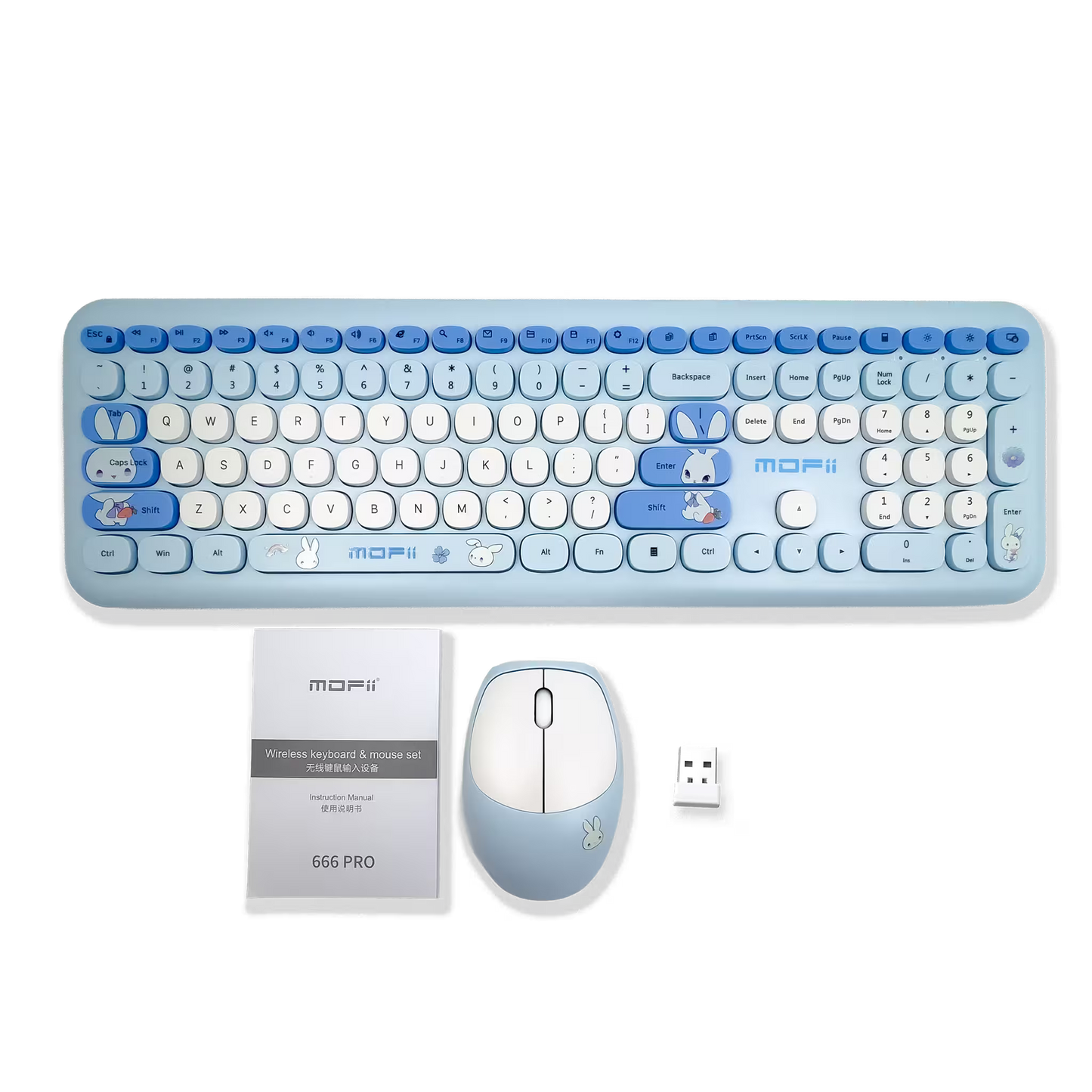 COMBO TECLADO Y MOUSE INALÁMBRICO MOFII-66PRO| AZUL