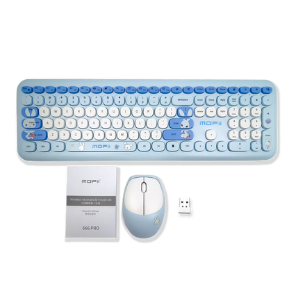 COMBO TECLADO Y MOUSE INALÁMBRICO MOFII-66PRO| AZUL