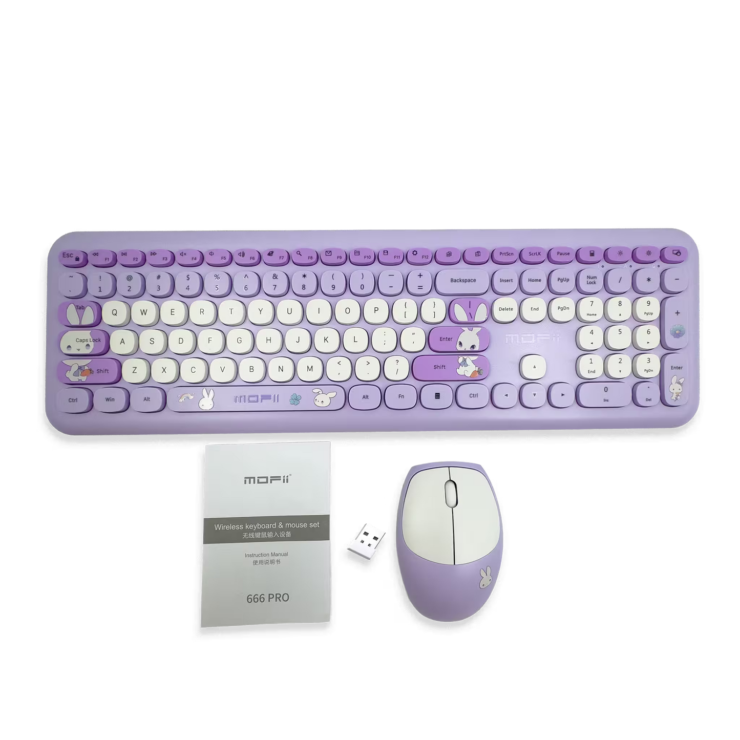 COMBO TECLADO Y MOUSE INALÁMBRICO MOFII-66PRO| MORADO