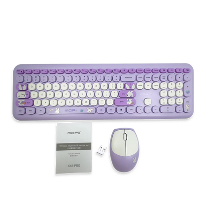 COMBO TECLADO Y MOUSE INALÁMBRICO MOFII-66PRO| MORADO
