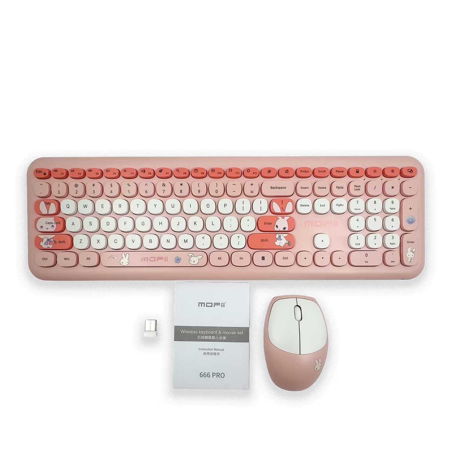 COMBO TECLADO Y MOUSE INALÁMBRICO MOFII-66PRO| ROSADO