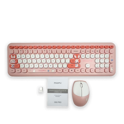 COMBO TECLADO Y MOUSE INALÁMBRICO MOFII-66PRO| ROSADO