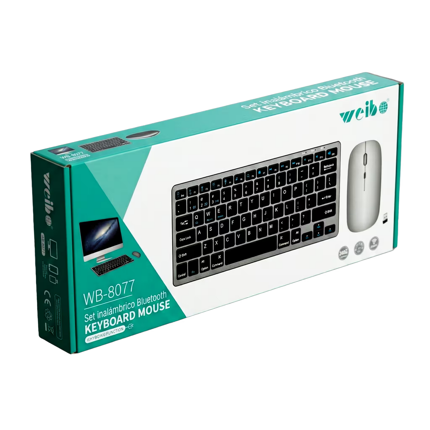 Combo Teclado y Mouse Inalámbrico Weibo WB-8077 Recargable - Bluetooth 5.0 + 2.4G con Ñ