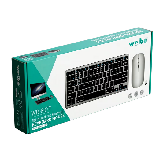 Combo Teclado y Mouse Inalámbrico Weibo WB-8077 Recargable - Bluetooth 5.0 + 2.4G con Ñ