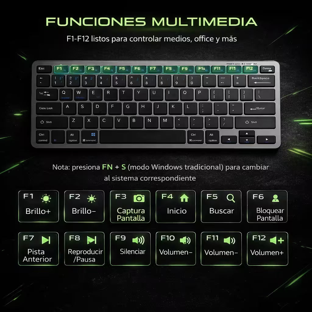 Combo Teclado y Mouse Inalámbrico Weibo WB-8077 Recargable - Bluetooth 5.0 + 2.4G con Ñ