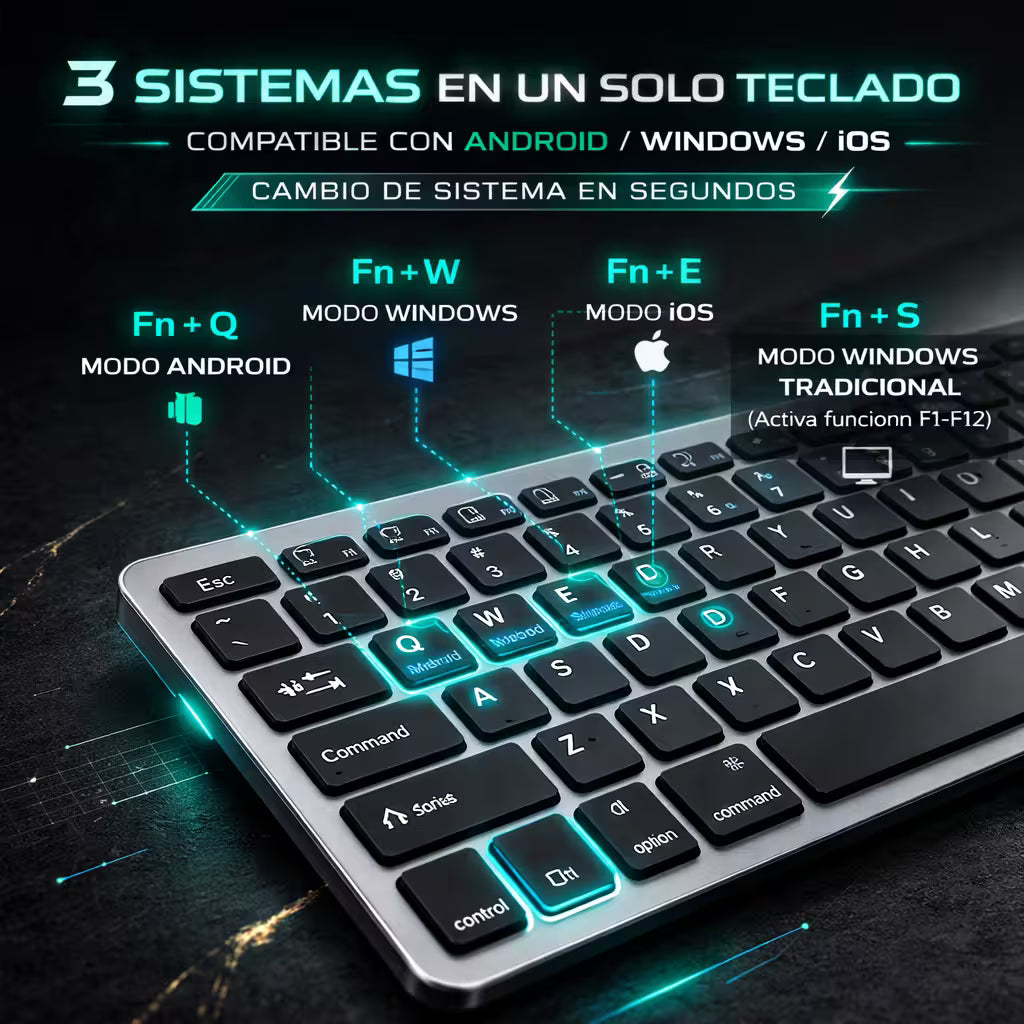 Combo Teclado y Mouse Inalámbrico Weibo WB-8077 Recargable - Bluetooth 5.0 + 2.4G con Ñ